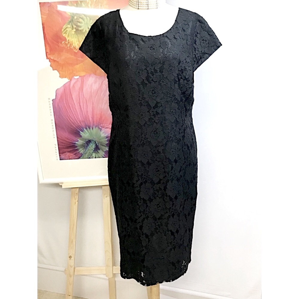 J.Crew black lace dress.